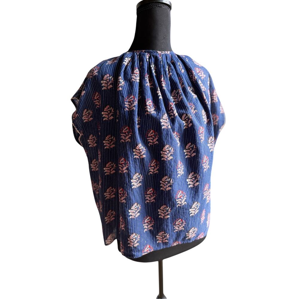 Corey Lynn Calter Cotton Floral Dolman Top Blue Boho Oversized Anthropologie